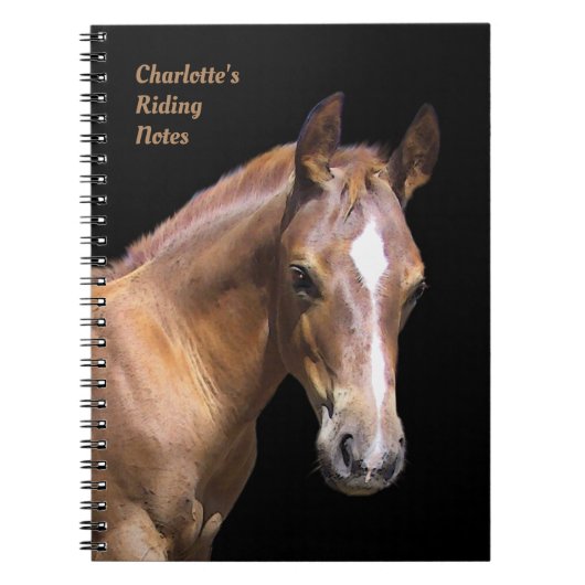 Cheval / Carnet d'équitation avec votre texte (Devant)