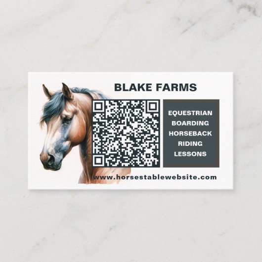 Cheval Cartes de visite avec code QR (Devant)