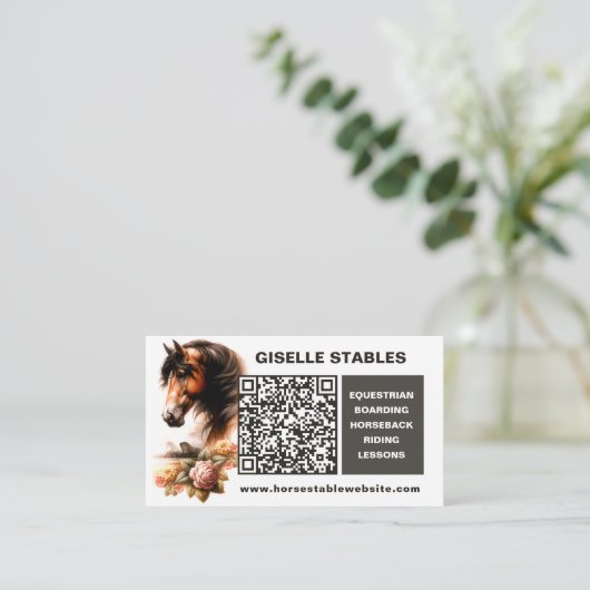 Cheval Cartes de visite avec code QR (Debout devant)