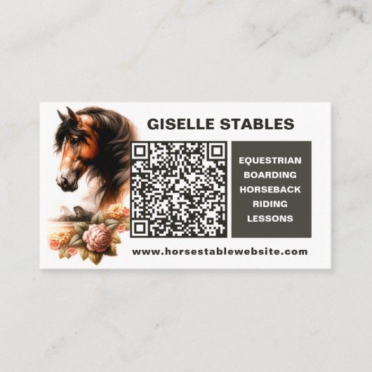 Cheval Cartes de visite avec code QR (Devant)