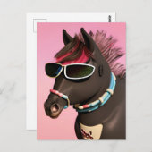Cheval cool en Lunettes de soleil Carte postale (Devant / Derrière)