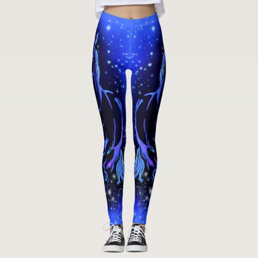 Cheval Coureur Leggings Bleus (Devant)