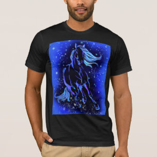 Cheval Coureur T-Shirt Blue Moonlight étoile Nuit