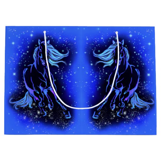 Cheval Courir À Blue Starry Night Cadeau Sac (Devant)