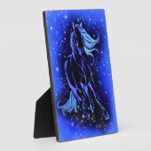 Cheval Courir À Blue Starry Night Plaque Cadeau (Côté)