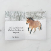 Cheval courir en neige Carte de vacances pliée (Intérieur)