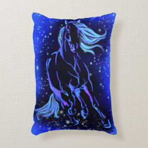 Cheval Coussin À Accent Bleu Courant À La Nuit éto
