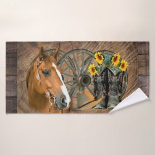 Cheval Cowboy Boots Wagon Wheels Sunflowers Wester