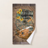 Cheval Cowboy Boots Wagon Wheels Sunflowers Wester (Serviette à main)