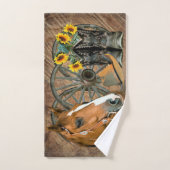 Cheval Cowboy Boots Wagon Wheels Sunflowers Wester (Serviette à main)