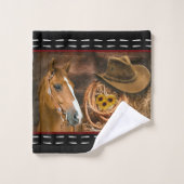 Cheval Cowboy Casquette Lasso Western Motif (Gant de toilette)