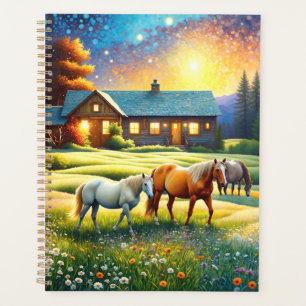 Cheval dans la prairie de fleurs sauvages de la fe