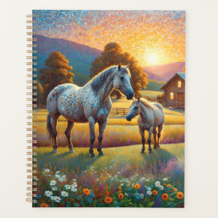 Cheval dans la prairie de fleurs sauvages de la fe