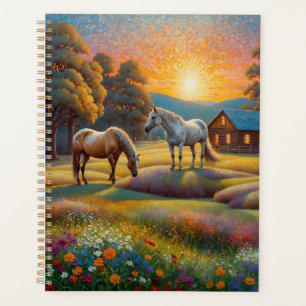 Cheval dans la prairie de fleurs sauvages de la fe