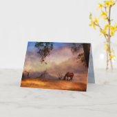 Cheval dans l'équine du vent Carte de Sympathie (Fleur jaune)