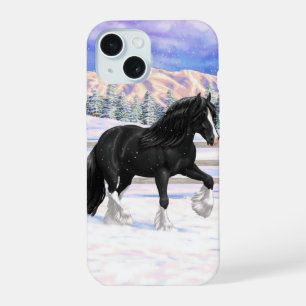 Cheval d'attelage noir et blanc de la bannière Tin