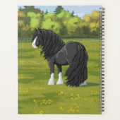 Cheval d'attelage noir et blanc de la bannière Tzi (Dos)