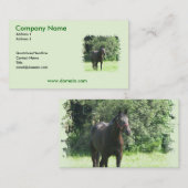 Cheval de baie foncé sur un carte de visite (Devant / Derrière)