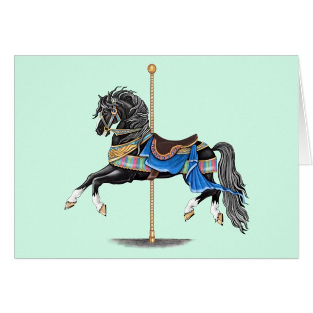 Cheval de Carrousel Noir (Devant horizontal)