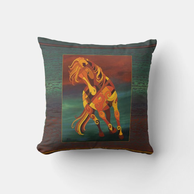 Cheval de châtaigne de coussin de cheval dans (Recto)