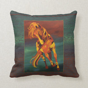 Cheval de châtaigne de coussin de cheval dans