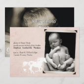 Cheval de Coeur Baby Girl Faire-part de naissance (Devant / Derrière)