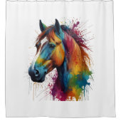 Cheval de couleur Pastel Portrait Douche Rideau (Devant)