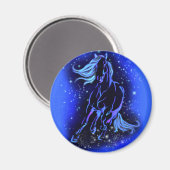 Cheval de course Magnet bleu étoile nuit (Recto/Verso)