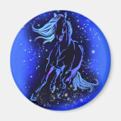 Cheval de course Magnet bleu étoile nuit (Devant)