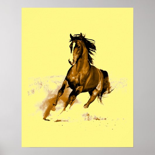 Cheval de course Motivational Artwork Poster Jaune (Devant)