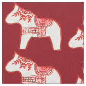 Cheval de Dala rouge et blanc tissu (Fermer)