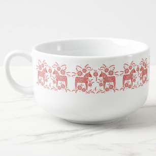 Cheval de Dala suédois Mug à soupe rouge et blanch