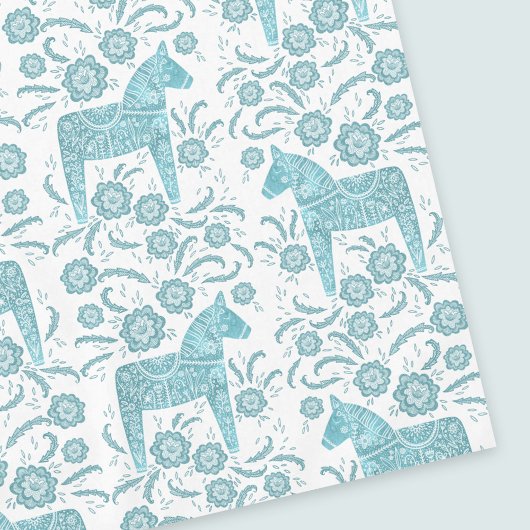 Cheval de Dala suédois Nappe Turquoise et blanche