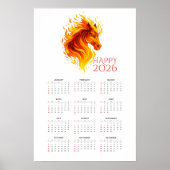 Cheval de Feu Calendrier 2026 Poster (Devant)
