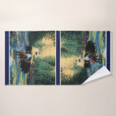 Cheval de l'Ouest/troupeau de bovins Angus noirs/c (Serviette de bain)