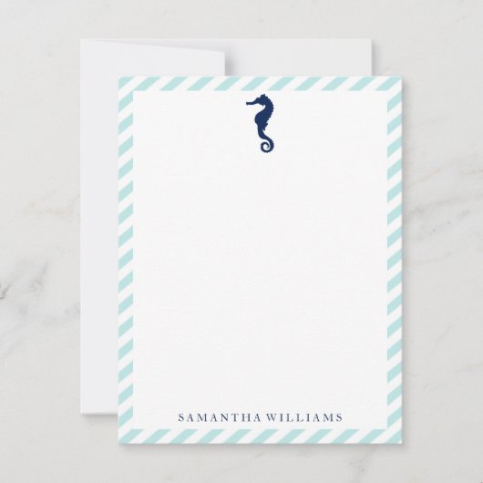 Cheval de mer bleu sur les pinces Cartes de notes (Devant)