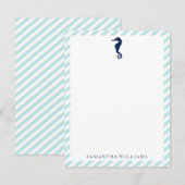 Cheval de mer bleu sur les pinces Cartes de notes (Devant / Derrière)
