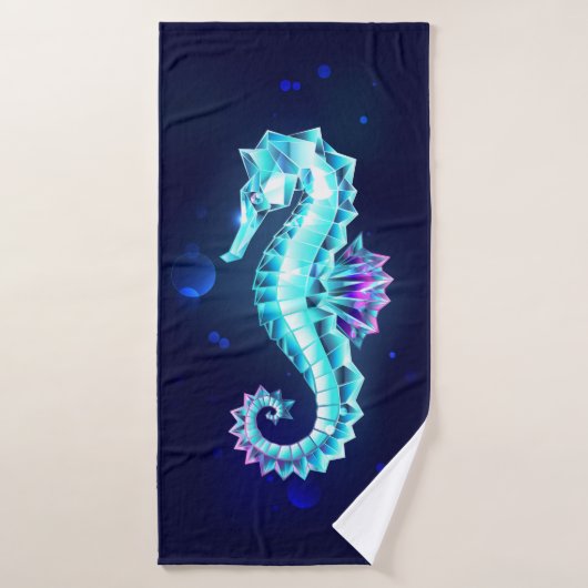 Cheval de mer de glace cristal sur Arrière - plan  (Serviette de bain)
