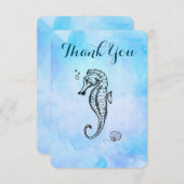 Cheval de mer et coquillage sur Merci d'aquarelle  (Devant / Derrière)