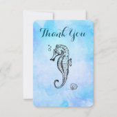 Cheval de mer et coquillage sur Merci d'aquarelle  (Devant)