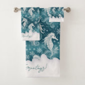 Cheval de mer et flocons de neige de Noël côtier # (En situation)