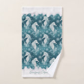 Cheval de mer et flocons de neige de Noël côtier # (Serviette à main)