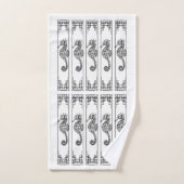 Cheval de mer noir et blanc - Illustration graphiq (Serviette à main)