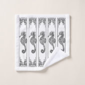 Cheval de mer noir et blanc - Illustration graphiq (Gant de toilette)