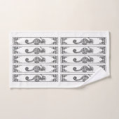 Cheval de mer noir et blanc - Illustration graphiq (Serviette à main)