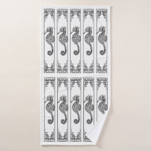 Cheval de mer noir et blanc - Illustration graphiq