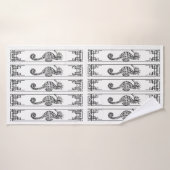 Cheval de mer noir et blanc - Illustration graphiq (Serviette de bain)