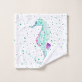 Cheval de mer turquoise et violet (Gant de toilette)