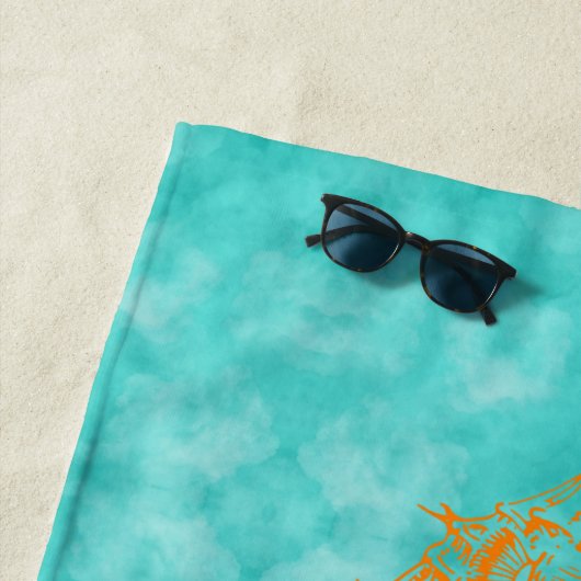 Cheval de mer Turquoise | Serviette de plage perso (En situation)
