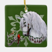 Cheval de Noël & Cardinaux Ornement recto-verso (Devant)